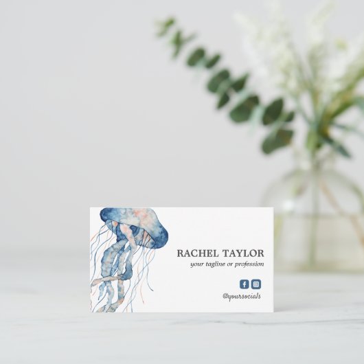 熱帯エレガントクラゲのピンク色の青ビーチ沿岸 名刺 (スタンド正面)