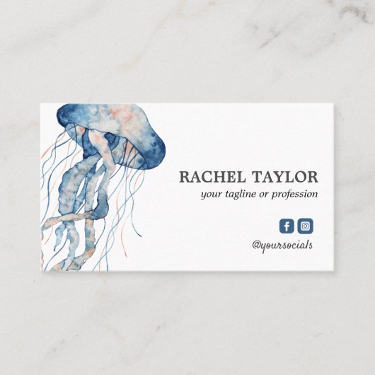 熱帯エレガントクラゲのピンク色の青ビーチ沿岸 名刺 (正面)