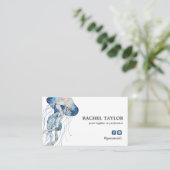 熱帯エレガントクラゲのピンク色の青ビーチ沿岸 名刺 (スタンド正面)