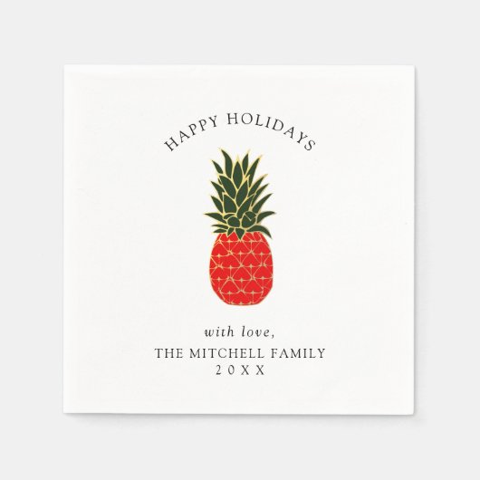 熱帯エレガントクリスマスパイナップル スタンダードカクテルナプキン (正面)
