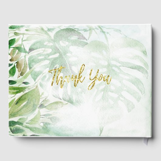 熱帯エレガントグリーンウォーター色モンステラ離れ ゲストブック (裏面)