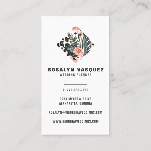 熱帯エレガントジャングルの緑モダン草 名刺 (裏面)