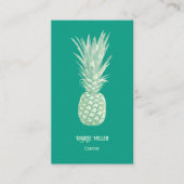 熱帯エレガントティール(緑がかった色)ベージュパイナップルアート 名刺 (正面)
