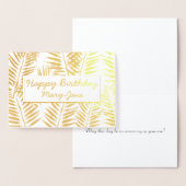 熱帯エレガントハッピーバースデーリーフプリント金ゴールド 箔カード (ディスプレー)