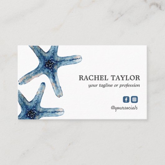 熱帯エレガントヒトデ青ビーチ沿岸 名刺 (正面)