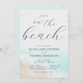 熱帯エレガントビーチの波が一つの体に結婚収まる 招待状 (正面/裏面)