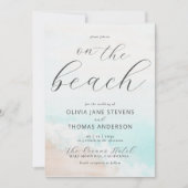 熱帯エレガントビーチの波が一つの体に結婚収まる 招待状 (正面)