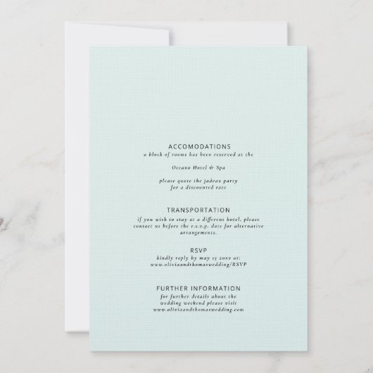 熱帯エレガントビーチの波が一つの体に結婚収まる 招待状 (裏面)