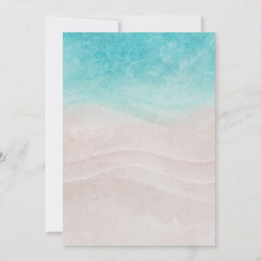 熱帯エレガントビーチサマーウォーター結婚カラー セーブザデート (裏面)