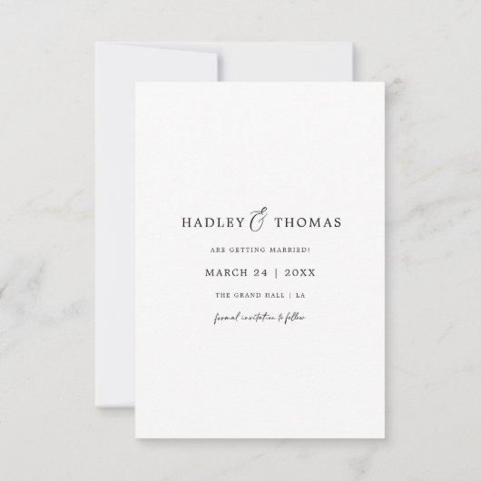 熱帯エレガントビーチフォトバジェット結婚ズ セーブザデート (裏面)