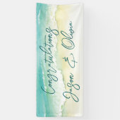 熱帯エレガントビーチ結婚式おめでとう 横断幕 (縦)