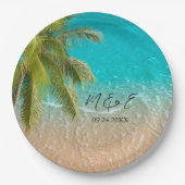 熱帯エレガントビーチ結婚式 ペーパープレート (正面)