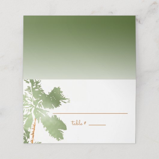 熱帯エレガントビーチ銅ヤシの木 プレイスカード (外部開封)