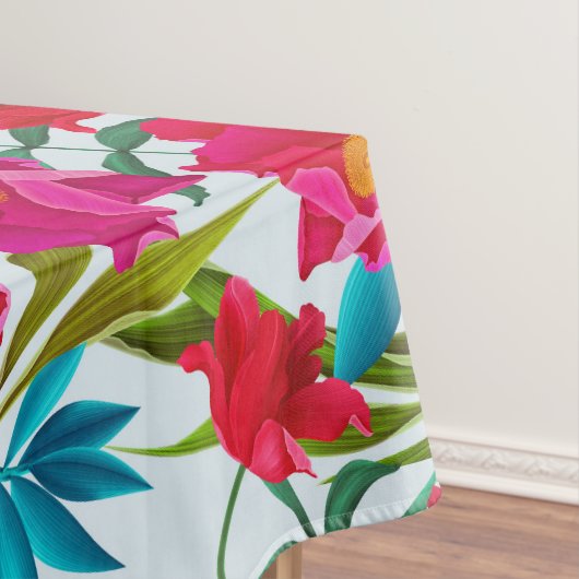 熱帯エレガントピンクと赤の花 テーブルクロス (インサイチュ)