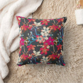 熱帯エレガントピンクのオレンジ色の白い花 クッション (ブランケット)