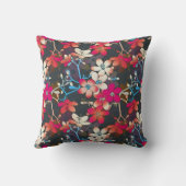 熱帯エレガントピンクのオレンジ色の白い花 クッション (裏面)