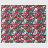 熱帯エレガントピンクのオレンジ色の花パターン ラッピングペーパー (フラット)