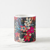熱帯エレガントピンクのオレンジ色の花 コーヒーマグカップ (中央)