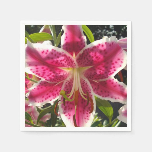 熱帯エレガントピンクの花クラシック スタンダードカクテルナプキン (正面)