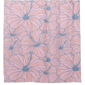 熱帯エレガントピンクフローラハイビスカスパターン | シャワーカーテン (正面)