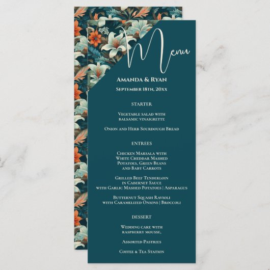 熱帯エレガントフローラの結婚花のメニュー (正面/裏面)