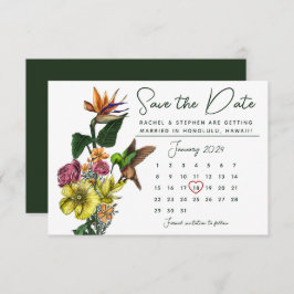 熱帯エレガントフローラカレンダー日付の保存 セーブザデート