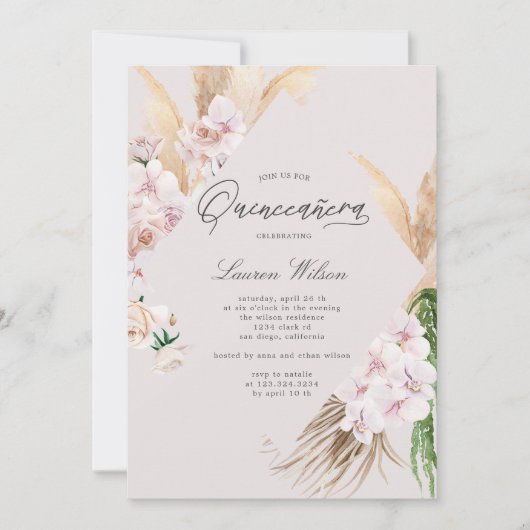 熱帯エレガントフローラキンセアニェラ招待状 招待状 (正面)