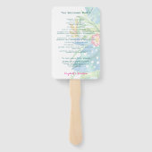 熱帯エレガントフローラティール（緑がかった色）ピンク結婚式 プログラム ハンドファン (裏面)