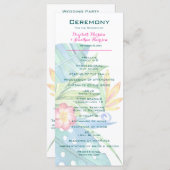 熱帯エレガントフローラティール（緑がかった色）ベリーピンク結婚ズ プログラム (正面/裏面)