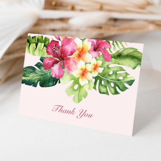 熱帯エレガントフローラピンクサンキューカード サンキューカード