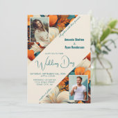 熱帯エレガントフローラフラワー2フォト結婚ズ 招待状 (スタンド正面)