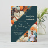 熱帯エレガントフローラフラワー2フォト結婚ズ 招待状 (スタンド正面)