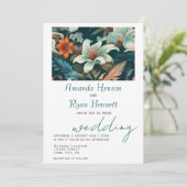 熱帯エレガントフローラ植物性デザイン結婚ズ 招待状 (スタンド正面)