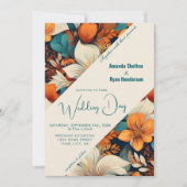 熱帯エレガントフローラ結婚の花 招待状 (正面)
