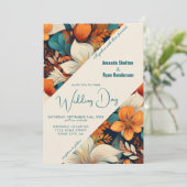 熱帯エレガントフローラ結婚の花 招待状 (スタンド正面)