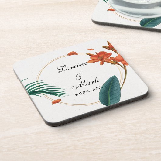 熱帯エレガントフローラ結婚ズ コースター (左側)