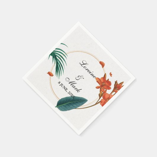 熱帯エレガントフローラ結婚ズ スタンダードカクテルナプキン (角)