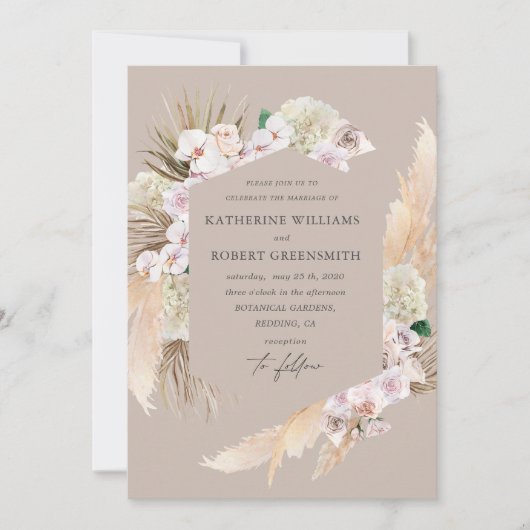 熱帯エレガントフローラ結婚式招待状 招待状 (正面)