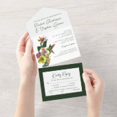熱帯エレガントフローラ緑結婚の夏のアル オールインワン招待状 (貼ってはがせる)