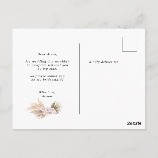 熱帯エレガントフローラ花嫁招待状 ポストカード (裏面)