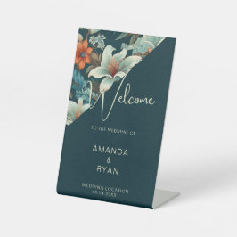 熱帯エレガントフローラ花結婚柄 台座サイン