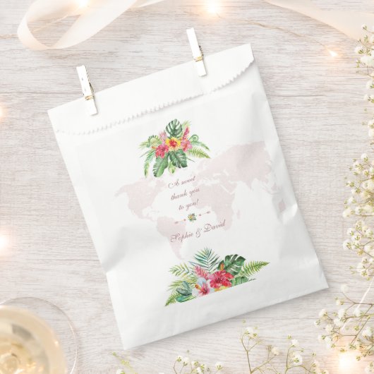 熱帯エレガントフローラ金ゴールドワールドマ結婚ップ フェイバーバッグ (クリップ留めされた状態)