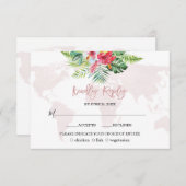 熱帯エレガントフローラ金ゴールドワールドマ結婚ップ 出欠カード (正面/裏面)