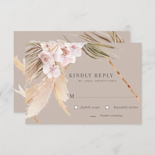 熱帯エレガントフローラRSVPカード 出欠カード (正面/裏面)