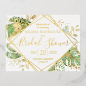 熱帯エレガントブライダルシャワー金ゴールド 箔招待状ポストカード (正面)