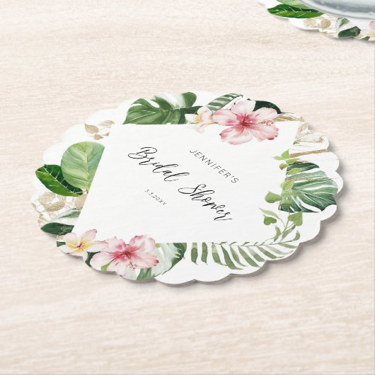 熱帯エレガントモンステラブライダルシャワー ペーパーコースター (アングル)