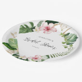 熱帯エレガントモンステラブライダルシャワー ペーパープレート (アングル)