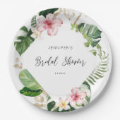 熱帯エレガントモンステラブライダルシャワー ペーパープレート (正面)