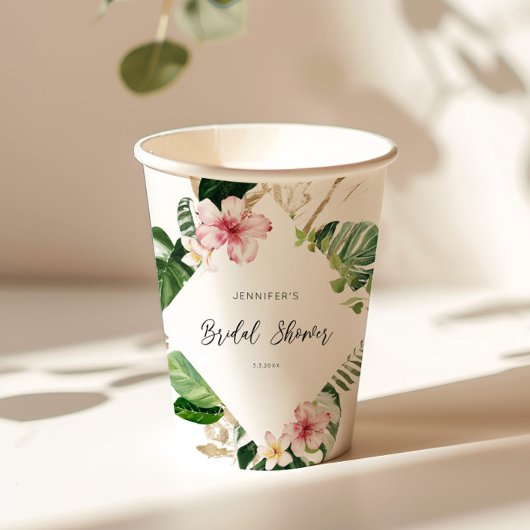 熱帯エレガントモンステラブライダルシャワー 紙コップ