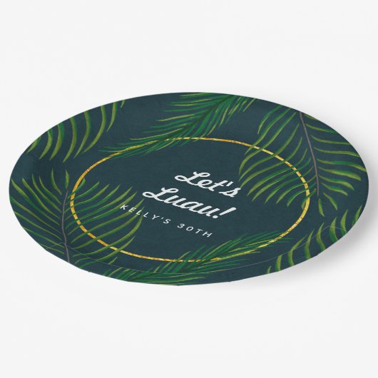 熱帯エレガントルアウ（ハワイ式宴会）紙プレート ペーパープレート (アングル)